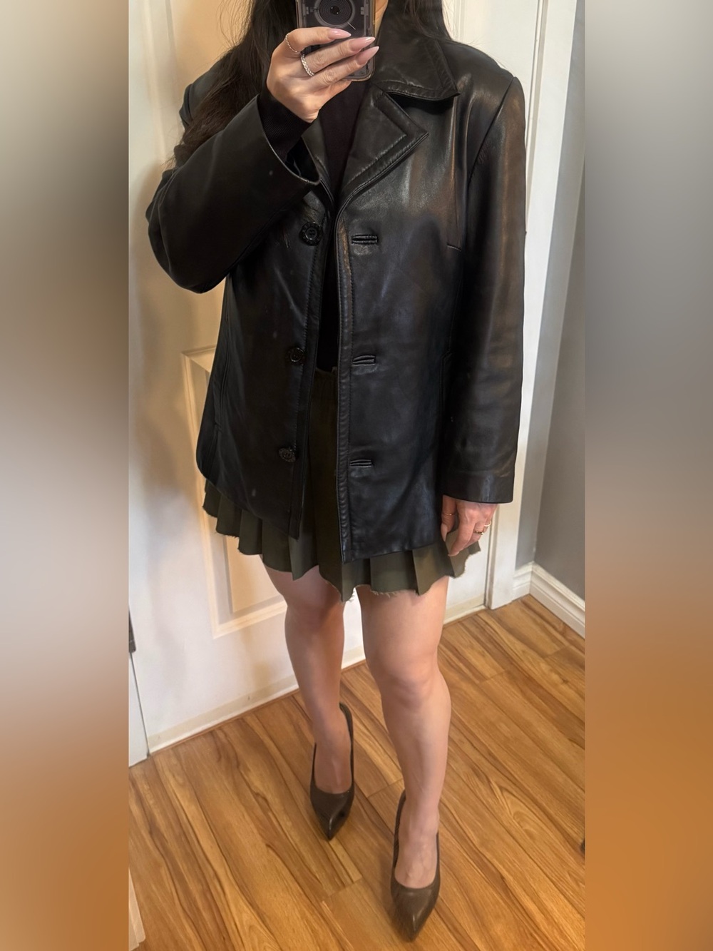 Real brown genuine leather vintage jacket
